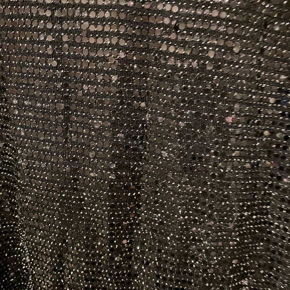 Abyss by Abby / black long sleeve ruched high slit shimmer Sequin dress XS - Picture 3 of 7